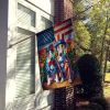 All American English Bull Terrier House Flag Large Porch Sleeve Pole Decorative Outside Yard Banner Artwork Wall Hanging, Polyester, House Size