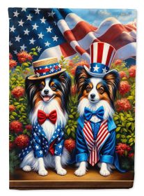 All American Papillon House Flag Large Porch Sleeve Pole Decorative Outside Yard Banner Artwork Wall Hanging, Polyester, House Size, Multicolor (Default: Default)
