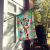 Hippie Animal Giraffe House Flag Large Porch Sleeve Pole Decorative Outside Yard Banner Artwork Wall Hanging, Polyester, House Size, Multicolor