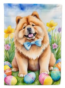 Chow Chow Easter Egg Hunt House Flag Large Porch Sleeve Pole Decorative Outside Yard Banner Artwork Wall Hanging, Polyester, House Size, Multicolor (Default: Default)