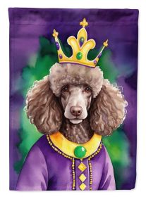 Chocolate Poodle King of Mardi Gras House Flag Large Porch Sleeve Pole Decorative Outside Yard Banner Artwork Wall Hanging, Polyester, House Size (Default: Default)