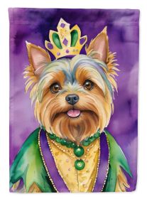 Yorkshire Terrier King of Mardi Gras House Flag Large Porch Sleeve Pole Decorative Outside Yard Banner Artwork Wall Hanging, Polyester, House Size (Default: Default)
