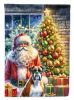 Boxer and Santa Claus House Flag Large Porch Sleeve Pole Decorative Outside Yard Banner Artwork Wall Hanging, Polyester, House Size, Multicolor