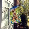 Airedale Terrier Easter Egg Hunt House Flag Large Porch Sleeve Pole Decorative Outside Yard Banner Artwork Wall Hanging, Polyester, House Size