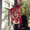 German Shepherd My Valentine House Flag Large Porch Sleeve Pole Decorative Outside Yard Banner Artwork Wall Hanging, Polyester, House Size, Multicolor