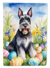 Schnauzer Easter Egg Hunt House Flag Large Porch Sleeve Pole Decorative Outside Yard Banner Artwork Wall Hanging, Polyester, House Size, Multicolor (Default: Default)