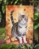 American Wirehair Cat in Fall Leaves Garden Flag Mailbox Flag Decorative Yard Flag Banner Outside Patio Artwork Yard Flower Beds, Garden Size