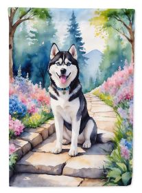 Siberian Husky Spring Path Garden Flag Mailbox Flag Decorative Yard Flag Banner Outside Patio Artwork Yard Flower Beds, Garden Size, Multicolor (Default: Default)