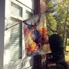 Deer House Flag Large Porch Sleeve Pole Decorative Outside Yard Banner Artwork Wall Hanging, Polyester, House Size, Multicolor