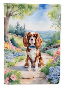 Cavalier Spaniel Spring Path Garden Flag Mailbox Flag Decorative Yard Flag Banner Outside Patio Artwork Yard Flower Beds, Garden Size, Multicolor (Default: Default)