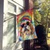 Shih Tzu Hippie Dawg House Flag Large Porch Sleeve Pole Decorative Outside Yard Banner Artwork Wall Hanging, Polyester, House Size, Multicolor