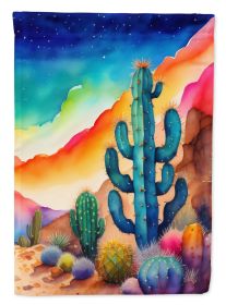 Cactus in Color House Flag Large Porch Sleeve Pole Decorative Outside Yard Banner Artwork Wall Hanging, Polyester, House Size, Multicolor (Default: Default)