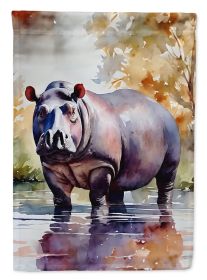 Hippopotamus House Flag Large Porch Sleeve Pole Decorative Outside Yard Banner Artwork Wall Hanging, Polyester, House Size, Multicolor (Default: Default)