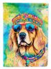 Golden Retriever Hippie Dawg House Flag Large Porch Sleeve Pole Decorative Outside Yard Banner Artwork Wall Hanging, Polyester, House Size, Multicolor