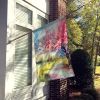 Michigan Apple Blossoms in Watercolor House Flag Large Porch Sleeve Pole Decorative Outside Yard Banner Artwork Wall Hanging, Polyester, House Size