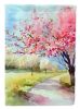 Michigan Apple Blossoms in Watercolor House Flag Large Porch Sleeve Pole Decorative Outside Yard Banner Artwork Wall Hanging, Polyester, House Size
