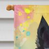 Scottish Terrier Hippie Dawg House Flag Large Porch Sleeve Pole Decorative Outside Yard Banner Artwork Wall Hanging, Polyester, House Size, Multicolor