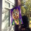 Yorkshire Terrier King of Mardi Gras House Flag Large Porch Sleeve Pole Decorative Outside Yard Banner Artwork Wall Hanging, Polyester, House Size