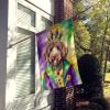 Labradoodle King of Mardi Gras House Flag Large Porch Sleeve Pole Decorative Outside Yard Banner Artwork Wall Hanging, Polyester, House Size