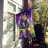 Black Poodle King of Mardi Gras House Flag Large Porch Sleeve Pole Decorative Outside Yard Banner Artwork Wall Hanging, Polyester, House Size