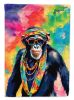 Hippie Animal Chimpanzee House Flag Large Porch Sleeve Pole Decorative Outside Yard Banner Artwork Wall Hanging, Polyester, House Size, Multicolor