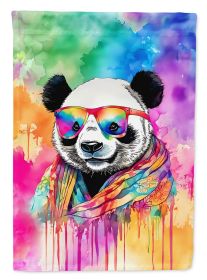 Hippie Animal Panda House Flag Large Porch Sleeve Pole Decorative Outside Yard Banner Artwork Wall Hanging, Polyester, House Size, Multicolor (Default: Default)