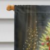 Fox Terrier and Santa Claus House Flag Large Porch Sleeve Pole Decorative Outside Yard Banner Artwork Wall Hanging, Polyester, House Size, Multicolor