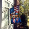 All American Golden Retriever House Flag Large Porch Sleeve Pole Decorative Outside Yard Banner Artwork Wall Hanging, Polyester, House Size
