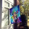 Hippie Animal Rhinoceros House Flag Large Porch Sleeve Pole Decorative Outside Yard Banner Artwork Wall Hanging, Polyester, House Size, Multicolor