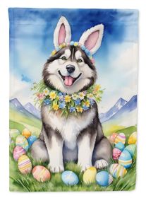 Alaskan Malamute Easter Egg Hunt House Flag Large Porch Sleeve Pole Decorative Outside Yard Banner Artwork Wall Hanging, Polyester, House Size (Default: Default)