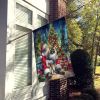 Keeshond and Santa Claus House Flag Large Porch Sleeve Pole Decorative Outside Yard Banner Artwork Wall Hanging, Polyester, House Size, Multicolor