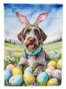 German Wirehaired Pointer Easter Egg Hunt House Flag Large Porch Sleeve Pole Decorative Outside Yard Banner Artwork Wall Hanging, Polyester