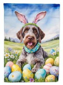German Wirehaired Pointer Easter Egg Hunt House Flag Large Porch Sleeve Pole Decorative Outside Yard Banner Artwork Wall Hanging, Polyester (Default: Default)