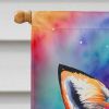 Hippie Animal Fox House Flag Large Porch Sleeve Pole Decorative Outside Yard Banner Artwork Wall Hanging, Polyester, House Size, Multicolor