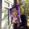 Pit Bull Terrier King of Mardi Gras House Flag Large Porch Sleeve Pole Decorative Outside Yard Banner Artwork Wall Hanging, Polyester, House Size