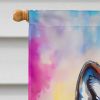 Hippie Animal Wolf House Flag Large Porch Sleeve Pole Decorative Outside Yard Banner Artwork Wall Hanging, Polyester, House Size, Multicolor