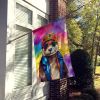 Hippie Animal Otter House Flag Large Porch Sleeve Pole Decorative Outside Yard Banner Artwork Wall Hanging, Polyester, House Size, Multicolor