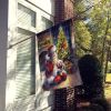 Westie and Santa Claus House Flag Large Porch Sleeve Pole Decorative Outside Yard Banner Artwork Wall Hanging, Polyester, House Size, Multicolor