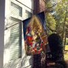 Finnish Spitz and Santa Claus House Flag Large Porch Sleeve Pole Decorative Outside Yard Banner Artwork Wall Hanging, Polyester, House Size