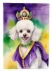 White Poodle King of Mardi Gras House Flag Large Porch Sleeve Pole Decorative Outside Yard Banner Artwork Wall Hanging, Polyester, House Size