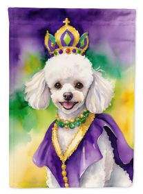 White Poodle King of Mardi Gras House Flag Large Porch Sleeve Pole Decorative Outside Yard Banner Artwork Wall Hanging, Polyester, House Size (Default: Default)