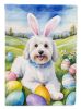 Coton de Tulear Easter Egg Hunt House Flag Large Porch Sleeve Pole Decorative Outside Yard Banner Artwork Wall Hanging, Polyester, House Size