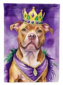Pit Bull Terrier King of Mardi Gras House Flag Large Porch Sleeve Pole Decorative Outside Yard Banner Artwork Wall Hanging, Polyester, House Size (Default: Default)
