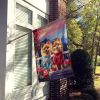 Pomeranian Two Hearts House Flag Large Porch Sleeve Pole Decorative Outside Yard Banner Artwork Wall Hanging, Polyester, House Size, Multicolor