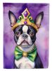 Boston Terrier King of Mardi Gras House Flag Large Porch Sleeve Pole Decorative Outside Yard Banner Artwork Wall Hanging, Polyester, House Size
