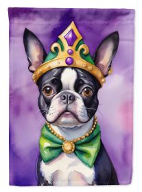 Boston Terrier King of Mardi Gras House Flag Large Porch Sleeve Pole Decorative Outside Yard Banner Artwork Wall Hanging, Polyester, House Size (Default: Default)