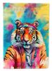 Hippie Animal Bengal Tiger House Flag Large Porch Sleeve Pole Decorative Outside Yard Banner Artwork Wall Hanging, Polyester, House Size, Multicolor