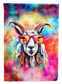 Hippie Animal Goat House Flag Large Porch Sleeve Pole Decorative Outside Yard Banner Artwork Wall Hanging, Polyester, House Size, Multicolor (Default: Default)