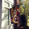 Corgi and Santa Claus House Flag Large Porch Sleeve Pole Decorative Outside Yard Banner Artwork Wall Hanging, Polyester, House Size, Multicolor