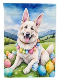 White German Shepherd Easter Egg Hunt House Flag Large Porch Sleeve Pole Decorative Outside Yard Banner Artwork Wall Hanging, Polyester, House Size (Default: Default)